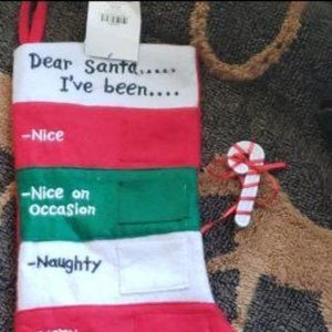 Adjustable Naughty, Nice & lump of Coal Stocking  -  NWT